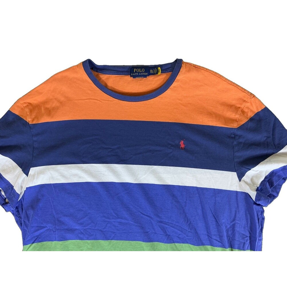 Polo Ralph Lauren Classic Fit XXL T Shirt Multicolor Striped Pocket Cotton